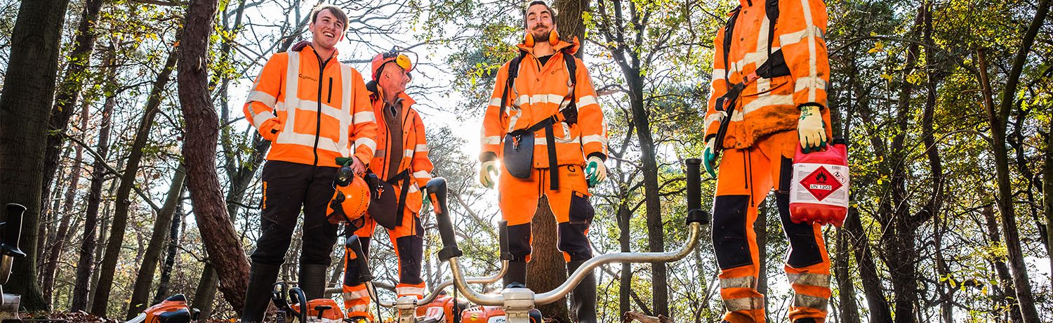 Medewerkers aan het werk in de groenvoorziening.