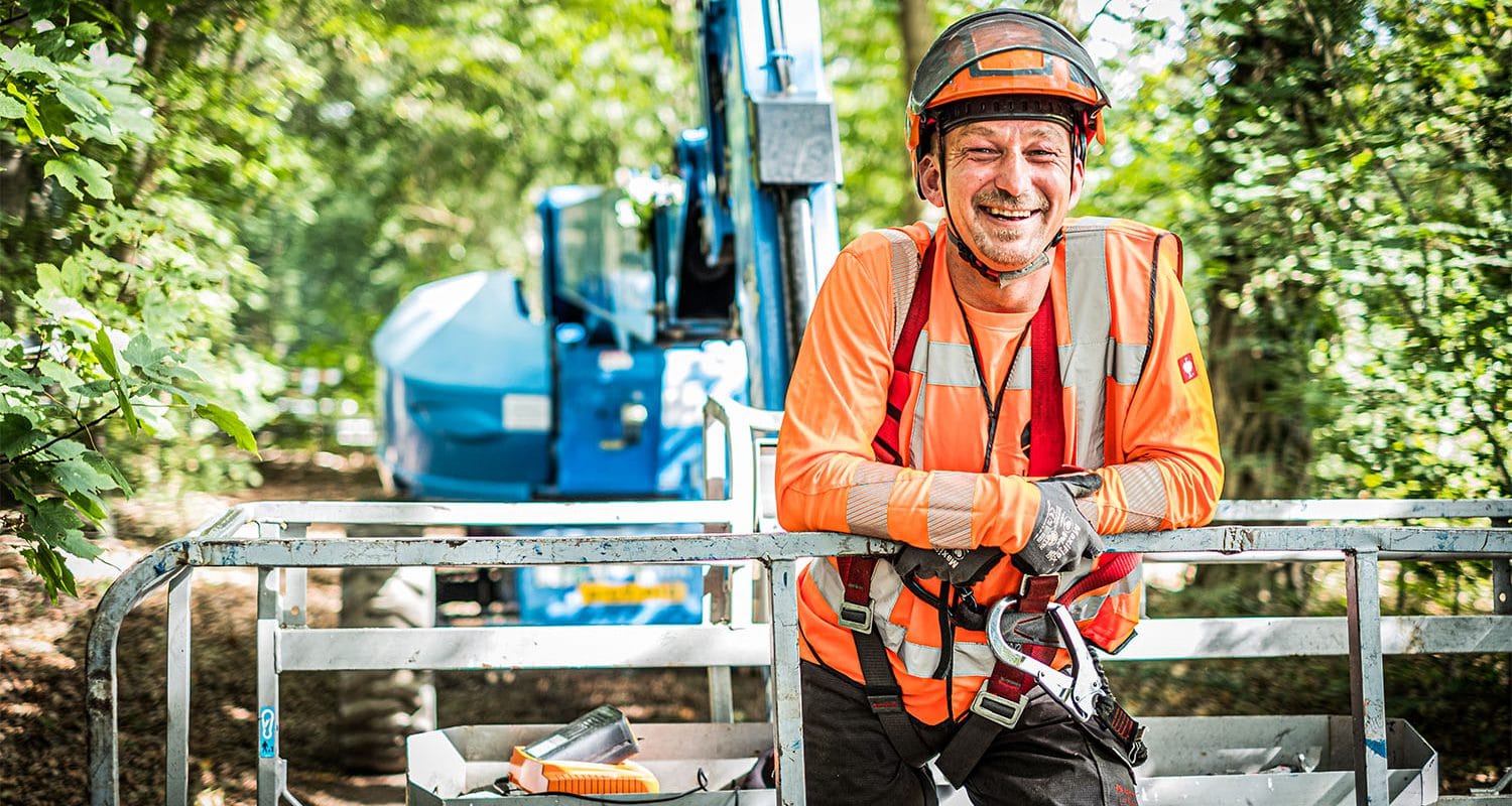 Boomverzorger aan het werk voor Globen