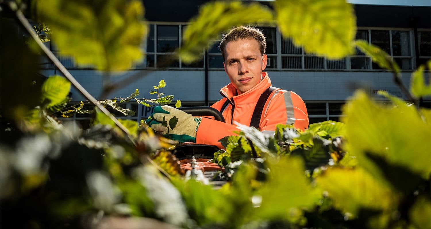 hovenier onderhoud aan het werk