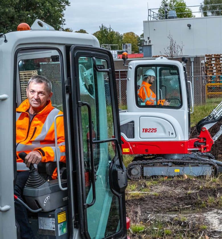 Detacheren Globen minikraan machinist